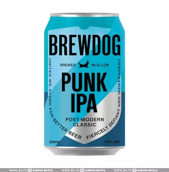Пиво светлое Punk IPA фильтрованное непастеризованное 5.6%, Brewdog, 0.33 л, Великобритания