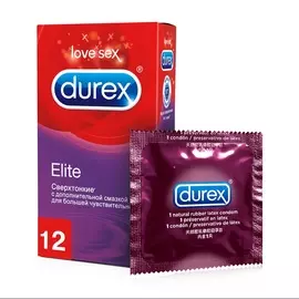 Презервативы Durex Elite тонкие с дополнительной смазкой 12шт