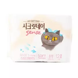 Прокладки женские Secretday Ультратонкие дышашие Sense Medium(24cm) 12шт Южная Корея
