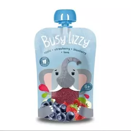 Пюре детское из яблок, клубники и черники с 6 месяцев Busy Lizzy 100 г, Италия