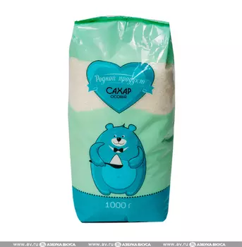 Сахар белый кристаллический "Родной продукт" 1 кг, Россия