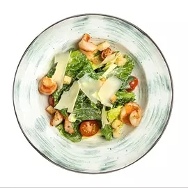 Салат классический Цезарь с креветками с собой 120г