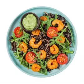 Салат с креветками и диким рисом с соусом из рукколы 130 г Уже Готово Россия