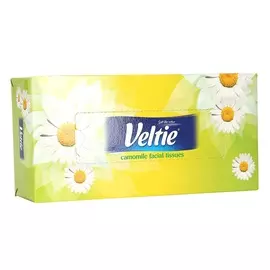 Салфетки косметические Veltie двухслойные универсальные с запахом ромашки 130 шт в картонной коробке Польша
