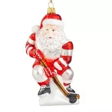 Санта-хоккеист, игрушка для елки, Impuls, стекло 1шт Польша