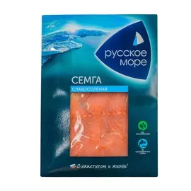 Семга "Русское море" слабой соли ломтики, 120 г, Россия