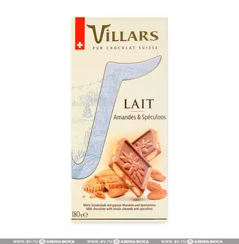 Шоколад молочный Villars с миндалем и печеньем 180 г Швейцария