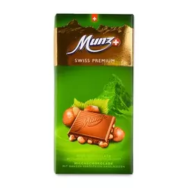 Шоколад «Munz» молочный с обжаренным фундуком, 100 г