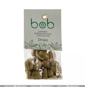 Шоколадные дропсы BOB Зеленый чай матча на кешью и зеленой гречке 50г Россия