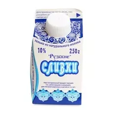 Сливки пастеризованные Рузское молоко 10% Россия, БЗМЖ