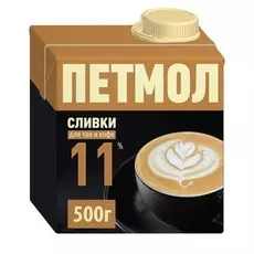 Сливки ультрапастеризованные Петмол 11% 500г Россия