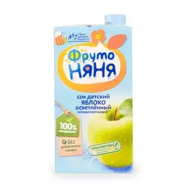 Сок ФрутоНяня яблочный осветленный с 3 лет, 500мл Россия