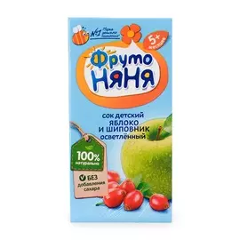 Сок ФрутоНяня яблоко шиповник осветленный, 200мл Россия