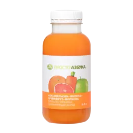 Сок прямого отжима «Апельсин-яблоко-грейпфрут-морковь» «Просто Азбука», 0.5 л