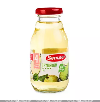 Сок Semper грушевый с 4 месяцев, 200 г Швеция