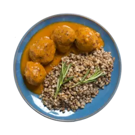 Тефтели мясные с гречкой под сливочно - томатным соусом 390 г Уже Готово Россия