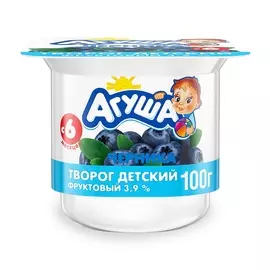 Творог детский Агуша черника 3,9% 100г Россия, БЗМЖ