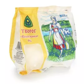 Творог Вологжанка 9% 300г Россия, БЗМЖ