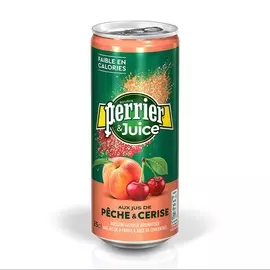 Вода минеральная газированная «Персик-вишня», Perrier, 0.25 л, ж/б, Франция