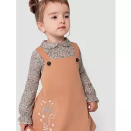 Сарафан с вышивкой из бежевого микровельвета