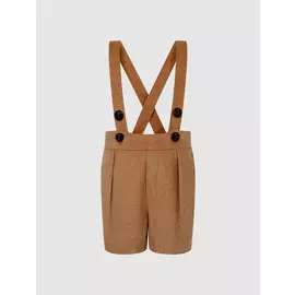 Шорты на лямках из бежевого микровельвета