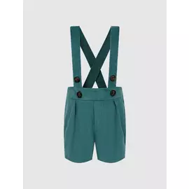 Шорты на лямках из зеленого микровельвета