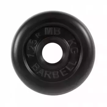 Диск обрезиненный, черного цвета 26 мм MB Барбел МВ-PltB26-1,25