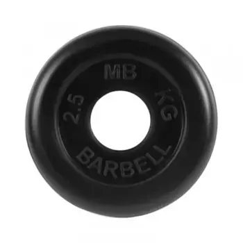 Диск обрезиненный черного цвета, 51 мм MB Barbell MB-PltB51-2,5