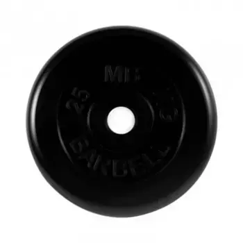 Диск обрезиненный черного цвета, 51 мм MB Barbell MB-PltB51-25