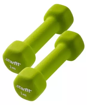Гантель неопреновая STARFIT DB-201 1 кг, салатовый (1 шт.) 1/20