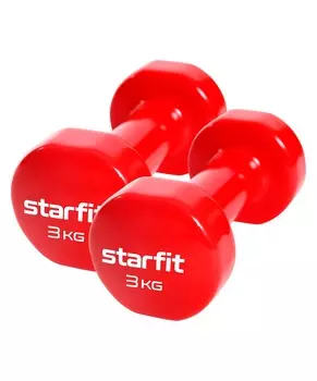 Гантель виниловая STARFIT Core DB-101 3 кг, красный (пара)