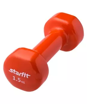 Гантель виниловая STARFIT DB-101 1,5 кг, оранжевая (1 шт.) 1/12