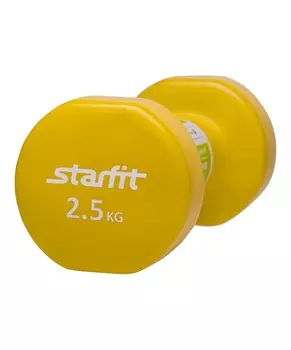 Гантель виниловая STARFIT DB-101 2,5 кг, желтая (1 шт.) 1/8