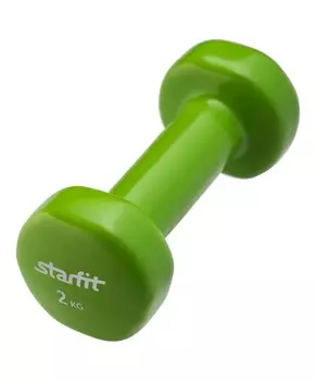Гантель виниловая STARFIT DB-101 2 кг, зеленая (1 шт.) 1/10