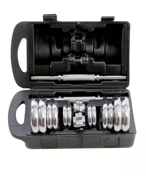 Гантели хромированные STARFIT BB-501, разборные, в чемодане (2 шт*10 кг)