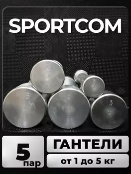 Гантели Sportcom неразборные металлические 1-5 кг 2шт