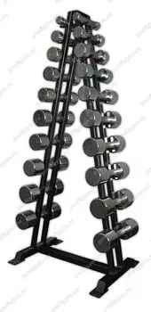 ГФ-002 ГАНТЕЛЬНЫЙ РЯД ХРОМИРОВАННЫЙ, ОТ 1 ДО 10КГ (10ПАР)