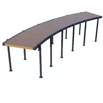 Пергола "Набережная-1-v2" радиусная с обрешеткой и поликарбонатом