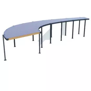 Пергола "Набережная-3-v1" радиусная с обрешеткой и поликарбонатом