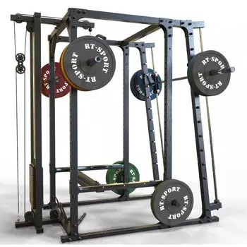 Силовая рама с машиной Смита и опцией верхняя-нижняя тяга, грузоблок Barfits PR-60R-MS-GT