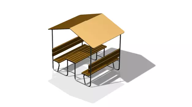 Уличный стол с лавками и навесом