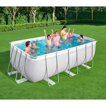 Бассейн каркасный Bestway Power Steel 412х201х122см, 8124л, с песочным насосом 3028 л/ч, лестница и попл.-дозатор (56457)