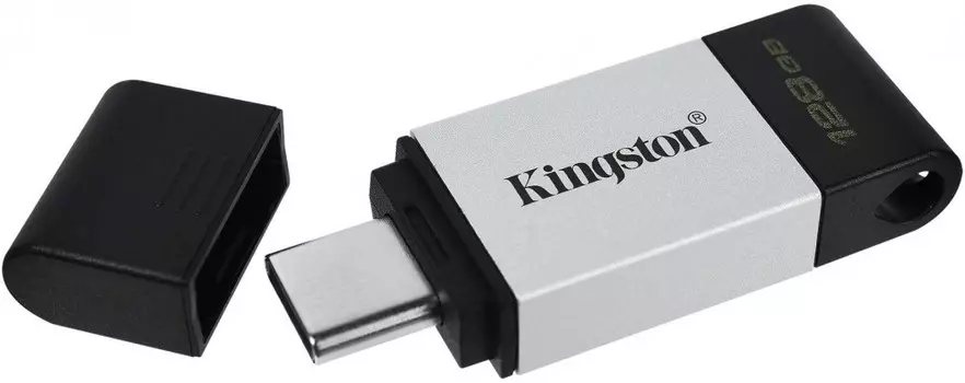 Флешка 128 Гб Kingston DataTraveler 80 (DT80/128GB) USB 3.0 Type C, серебристая