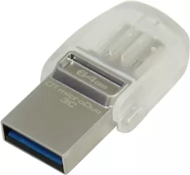 Флешка 64 Гб Kingston DataTraveler microDuo 3C (DTDUO3C/64GB) USB 3.1 Type A / USB Type C, белая