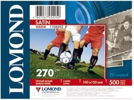 Фотобумага Lomond 1106202 сатин 10x15см/270г/м2 500листов для струйной печати теплый белый