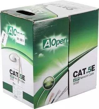 Кабель Aopen CU UTP 4 пары кат. 5e (бухта 305м) медный ANC504-40CU Grey