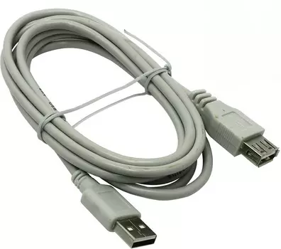 Кабель-удлинитель USB2.0 HAMA H-30619, USB A(m) - USB A(f), 1.8м, серый (00030619)