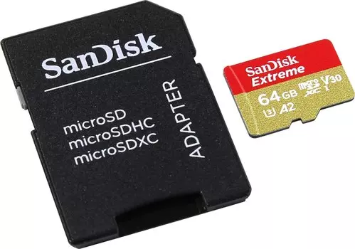 Карта памяти MicroSDXC 64 Гб SanDisk Extreme (SDSQXA2-064G-GN6AA) Class 10, UHS Class 3, UHS-I, A2