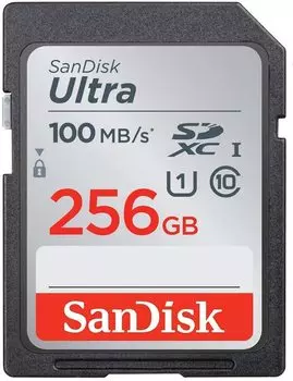 Карта памяти SDXC 256 Гб SanDisk Ultra (SDSDUNR-256G-GN6IN) Class 10, UHS Class 1, UHS-I