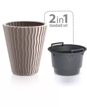Кашпо SANDY- серый 2 предмета